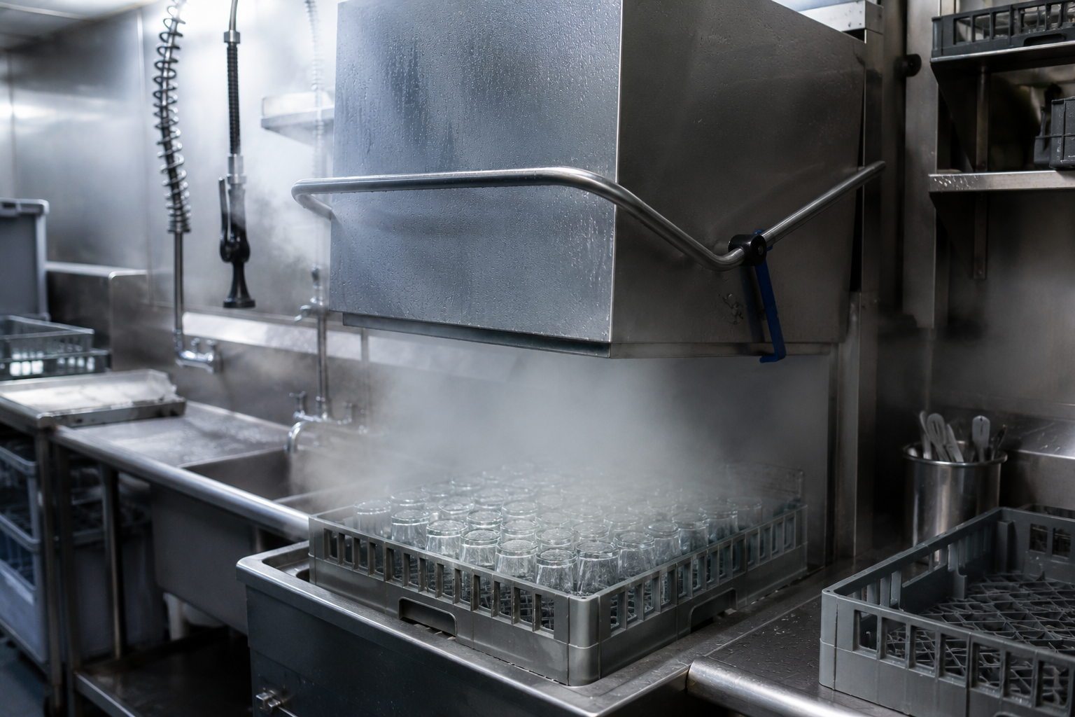 Lave-vaisselle commercial : sous-comptoir, à capot ou convoyeur ?