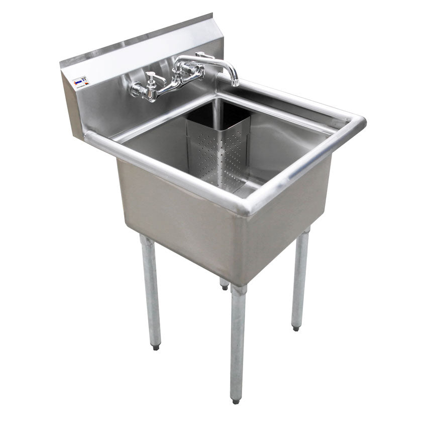 Évier 1 cuve Omcan 18 x 18 x 11 po – drain de coin – sans égouttoir – 22112