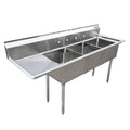 Évier 3 cuves Omcan 24 x 24 x 14 po – drain de coin avec égouttoir gauche – 25259