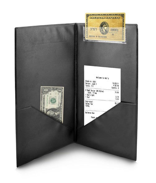 Bill Holder avec Crougeit Card Receptacle avec embossed 'Thank You' golden imprint, noir – Omcan – 39789