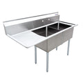 Évier 2 cuves Omcan 18 x 18 x 11 po – drain de coin avec égouttoir gauche – 25250