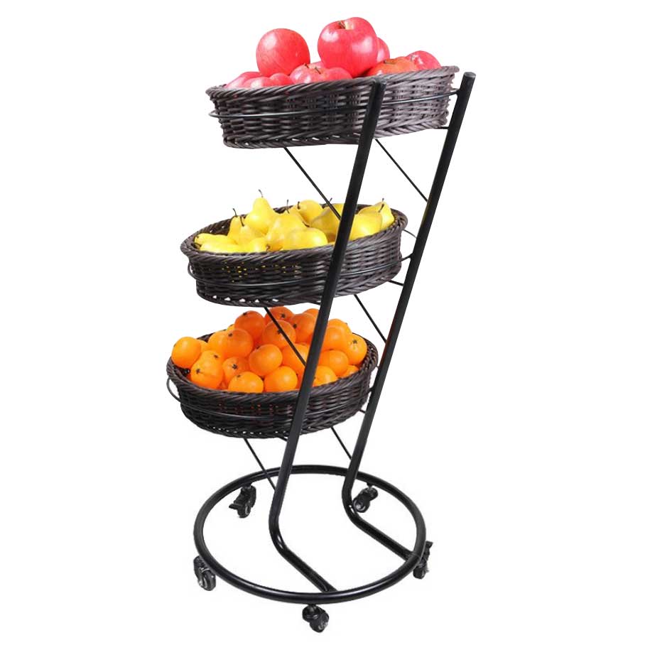 3-niveaux noir Display Stand avec 5 Wheels – Omcan – 44294