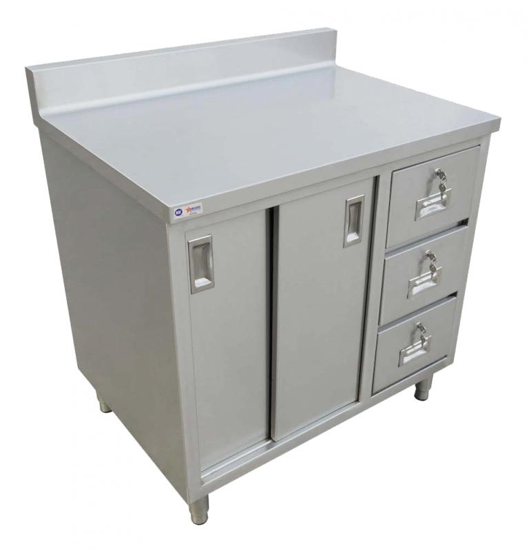 Table de travail avec armoire en acier inoxydable Omcan 30 x 48 po – 45284