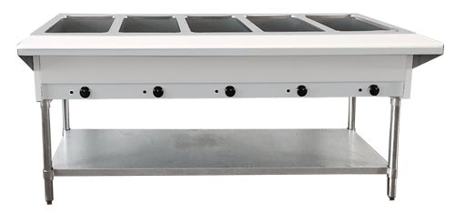 Table à vapeur au gaz naturel Omcan 72 po – 5 bacs – puits ouvert – 47345