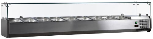 REFRIGERATED PIZZA TOPPING RAIL GLASS COVER