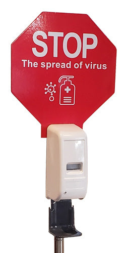 Free-Standing Touchless Hand Sanitizer Dispenser (with Stop Sign) – Omcan – 46686