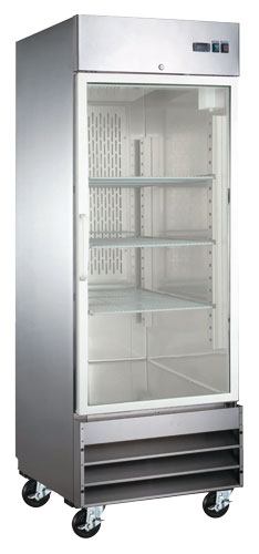 REACH IN REFRIGERATOR 1 GLASS DOOR STAINLESS STEEL