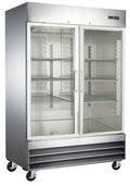 Réfrigérateur Omcan 54 po en acier inoxydable – 2 portes vitrées battantes – 51026