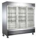 Réfrigérateur Omcan 81 po en acier inoxydable – 3 portes vitrées battantes – 51028
