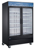 Réfrigérateur commercial Omcan 53 po – 2 portes vitrées battantes noir – 53032