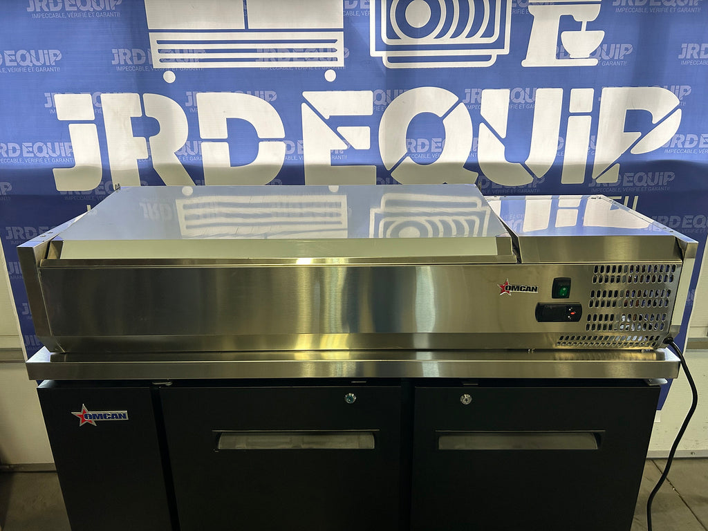 Topping rail réfrigérée 46 pouces avec couvercle en acier inoxydable
