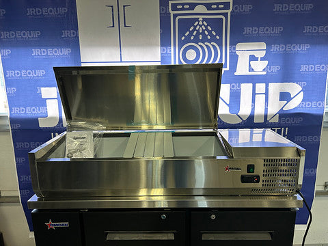 Topping rail réfrigérée 46 pouces avec couvercle en acier inoxydable