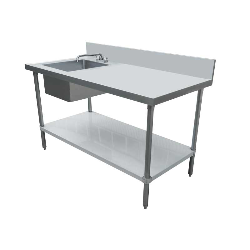 Table de travail avec évier en acier inoxydable Omcan 24 x 60 po – 44259