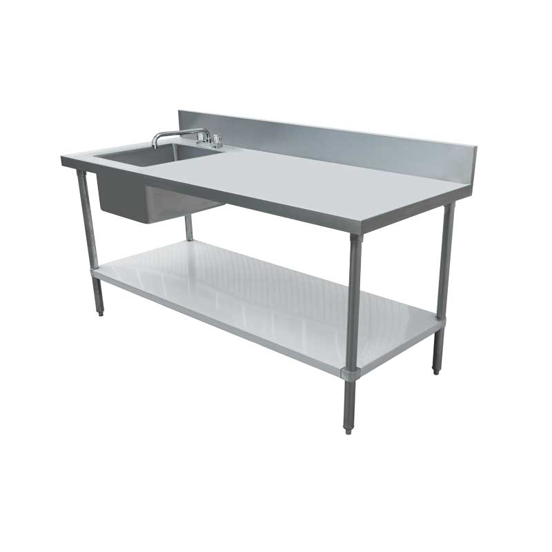 Table de travail avec évier en acier inoxydable Omcan 30 x 60 po – 43231