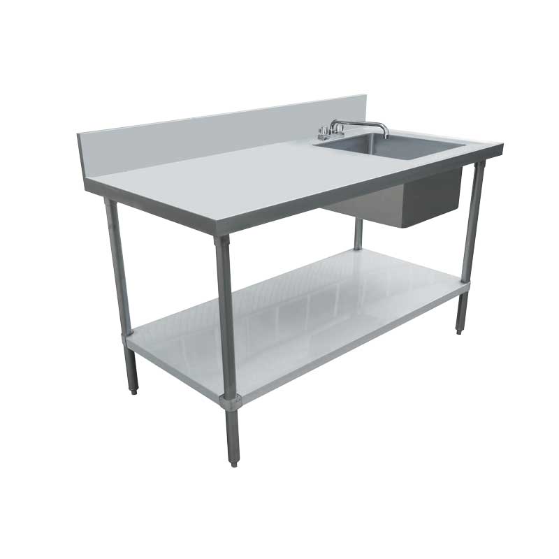 Table de travail avec évier en acier inoxydable Omcan 24 x 72 po – 44302