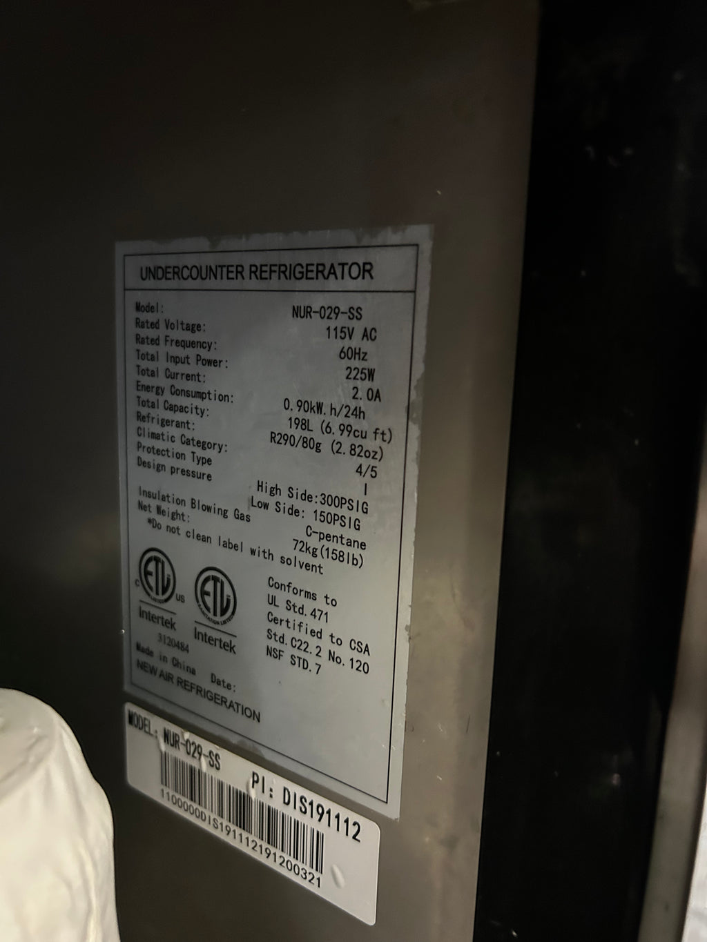 réfrigérateur sous comptoir