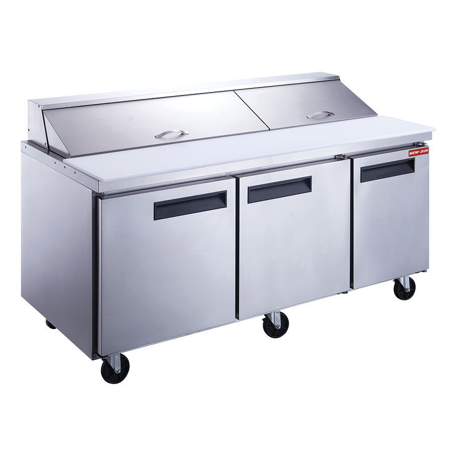 Table de préparation réfrigérée New Air 17,6 pi³ – 3 portes – NPT-072-SA