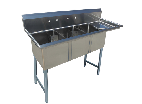 À casseroles évier triple en coin avec droite égouttoir Versa Steel – SI824-3R