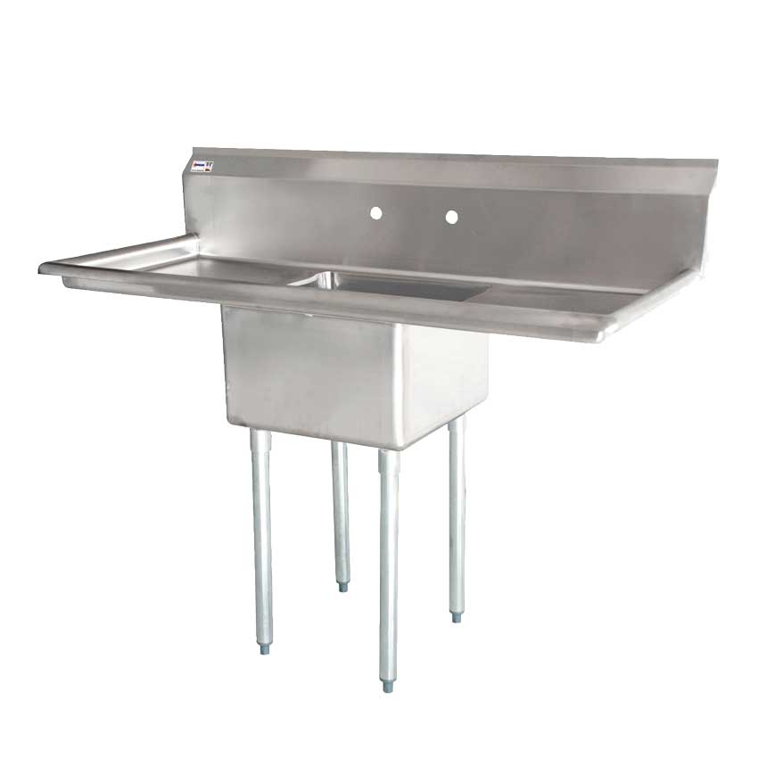 ONE TUB SINK WITH CORNER DRAIN WITH 2 DRAIN BOARD NSF
