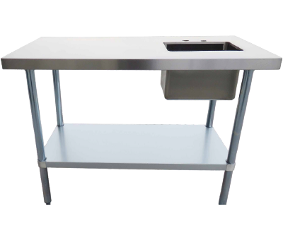 Table de travail en acier inoxydable avec évier à droite 30 x 72 po Versa Steel – TTUBR3072