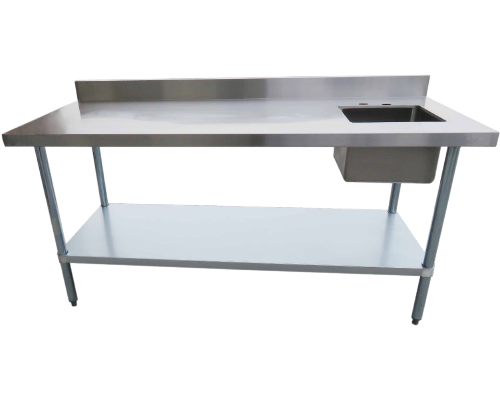 Table de travail en acier inoxydable avec évier à droite & dosseret 30 x 96 po Versa Steel – TTUBR3096-B