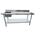 Table de travail en acier inoxydable avec évier à gauche & dosseret 24 x 84 po Versa Steel – TTUBL2484-B