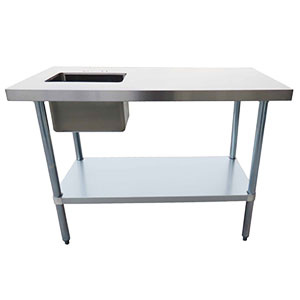 Table de travail en acier inoxydable avec évier à gauche 30 x 84 po Versa Steel – TTUBL3084