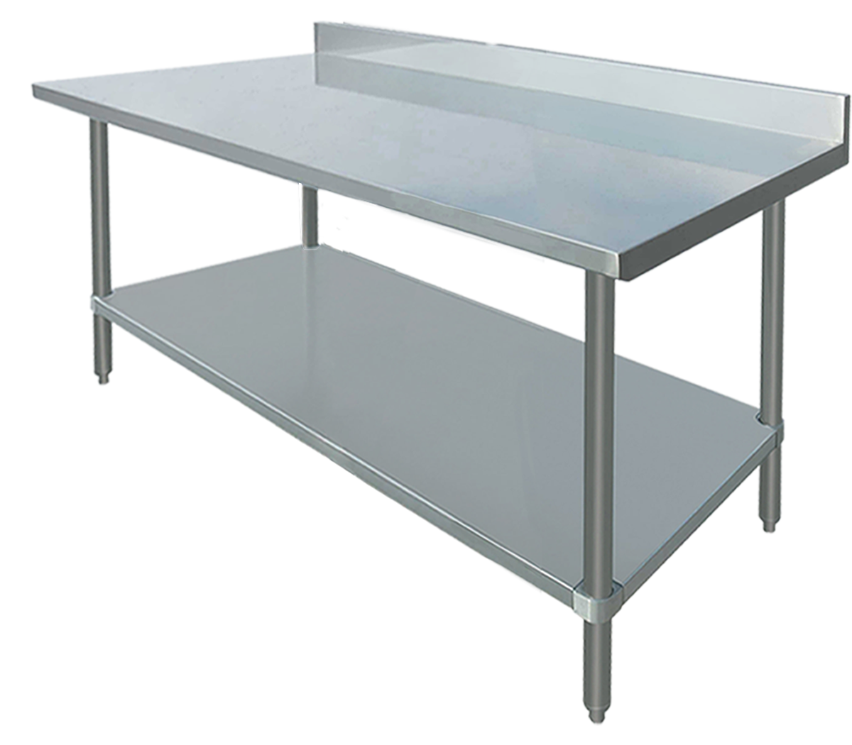 Table de travail 304 SS dessus avec dosseret 24 x 84 po Versa Steel – TSB2484