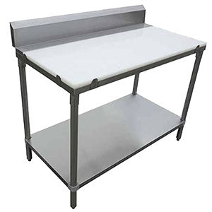 Table de travail avec dosseret polyéthylène planche 30 x 48 po Versa Steel – TPB3048