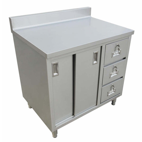 Table de travail avec armoire en acier inoxydable Omcan 24 x 48 po – 43483