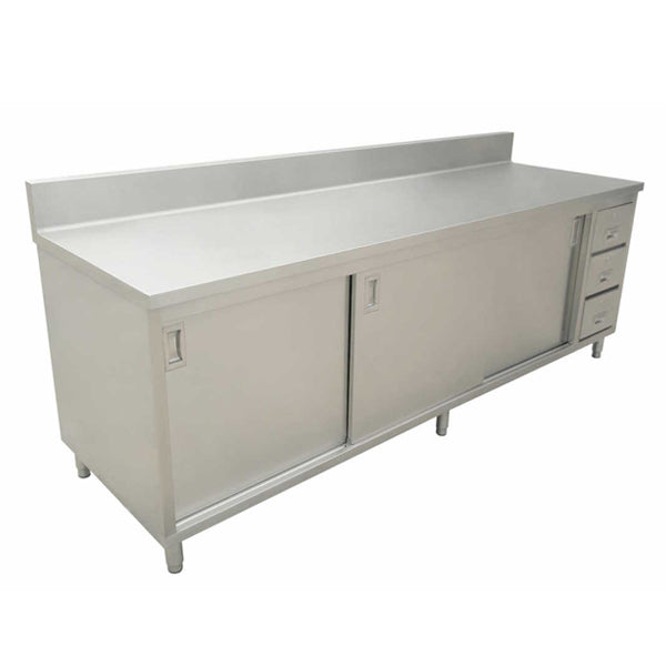 Table de travail avec armoire en acier inoxydable Omcan 72 x 24 po – 43485