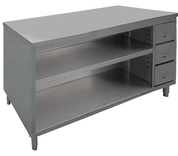 Rangement armoire en acier inoxydable dosseret 24 x 60 po ouvert Versa Steel – TDOCB2460DW